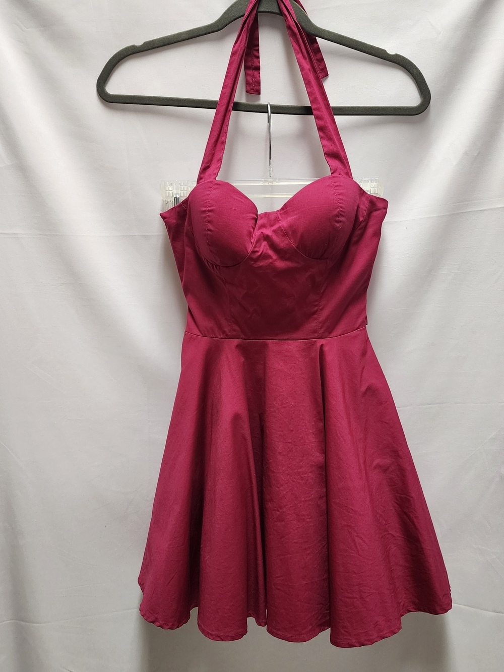 Twenty Halter Fit-and-Flare Mini Dress in Raspberry